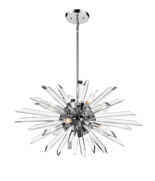Burst 8 Light 33.25" Chandelier, 18.75" Tall in Chrome