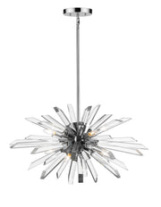 Burst 8 Light 33.25" Chandelier, 18.75" Tall in Chrome