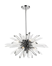 Burst 8 Light 33.25" Chandelier, 18.75" Tall in Chrome
