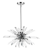 Burst 8 Light 33.25" Chandelier, 18.75" Tall in Chrome