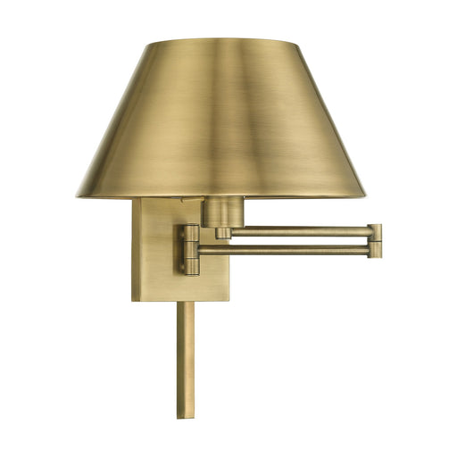 Swing Arm Wall Lamp with 13" Shade in Antique Brass