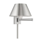 Swing Arm Wall Lamp with 13" Shade in Brushed Nickel