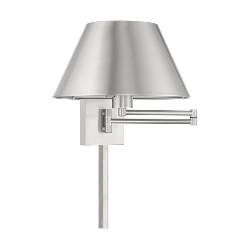 Swing Arm Wall Lamp with 13" Shade in Brushed Nickel