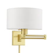 Swing Arm Wall Lamp with 11" Shade in Satin Brass
