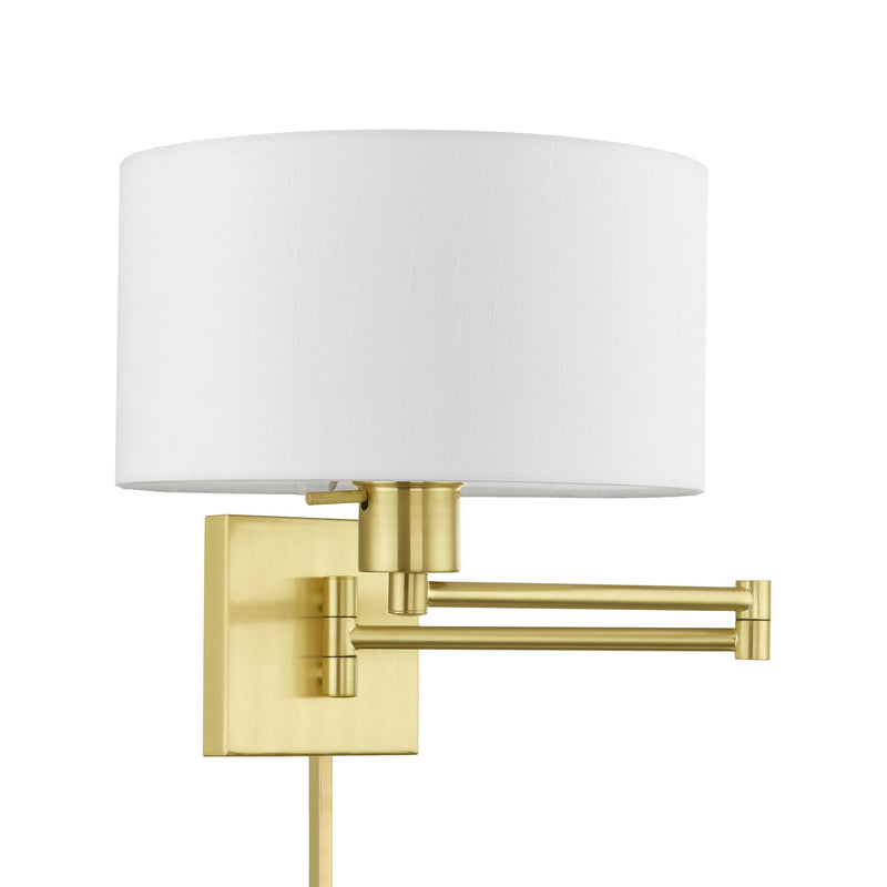 Swing Arm Wall Lamp with 11" Shade in Satin Brass