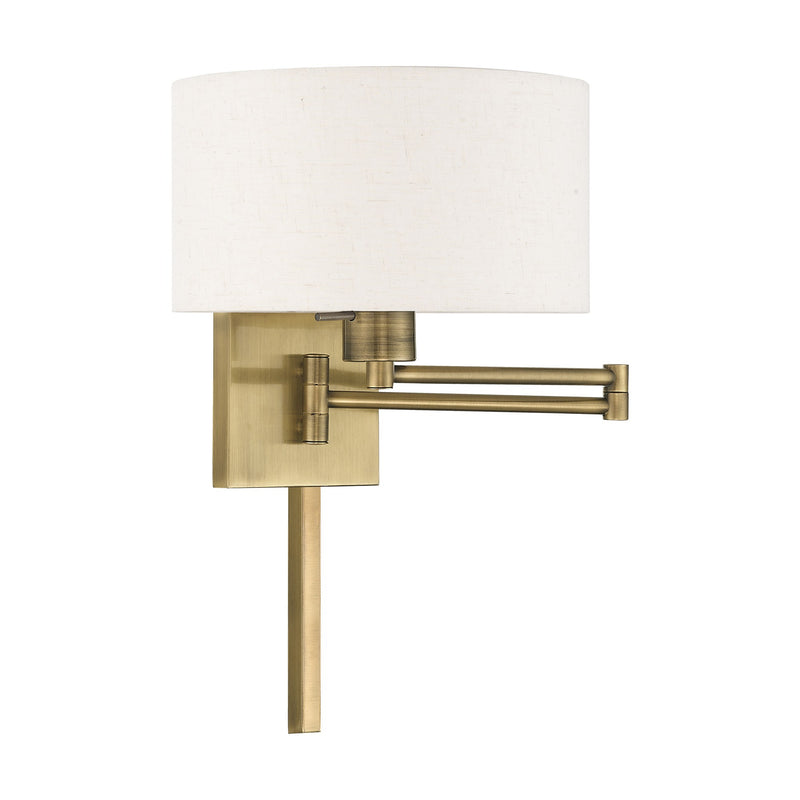 Swing Arm Wall Lamp with 11" Shade in Antique Brass