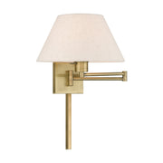 Swing Arm Wall Lamp with 13" Shade in Antique Brass