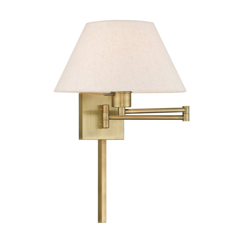 Swing Arm Wall Lamp with 13" Shade in Antique Brass