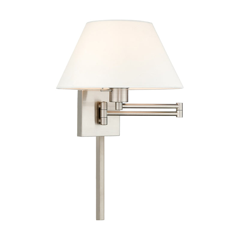 Swing Arm Wall Lamp with 13" Shade in Brushed Nickel