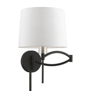 Swing Arm Wall Lamp with 10" Shade in Black with Brushed Nickel Accents