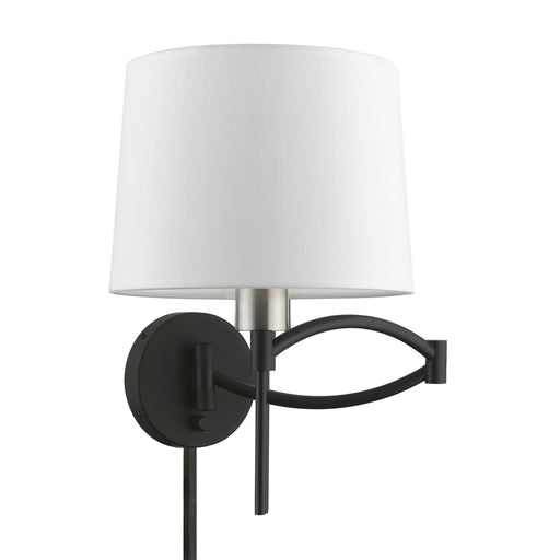 Swing Arm Wall Lamp with 10" Shade in Black with Brushed Nickel Accents