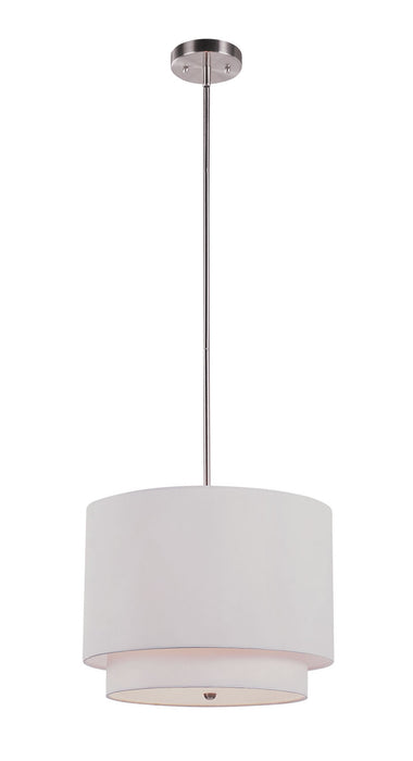Schiffer 3-Light Pendant in Brushed Nickel with Ivory Shade