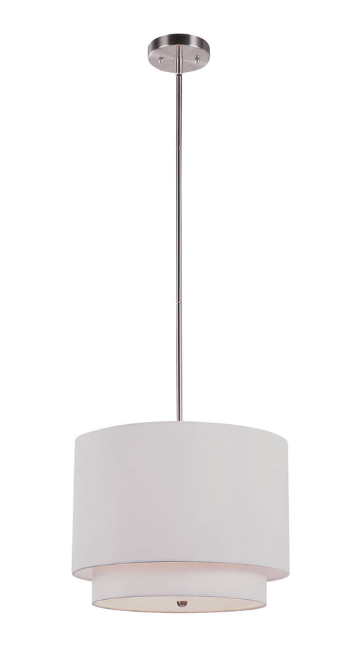 Schiffer 3-Light Pendant in Brushed Nickel with Ivory Shade