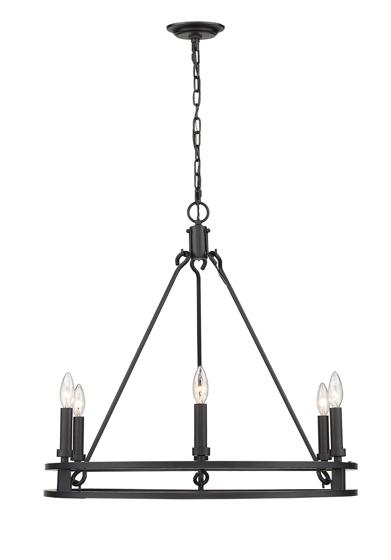 Dennison 6 Light Chandelier in Matte Black