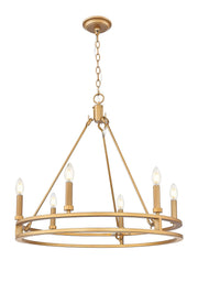 Dennison 6 Light Chandelier in Signature Brass