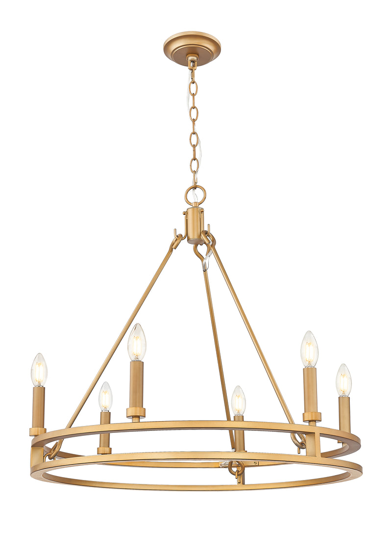 Dennison 6 Light Chandelier in Signature Brass