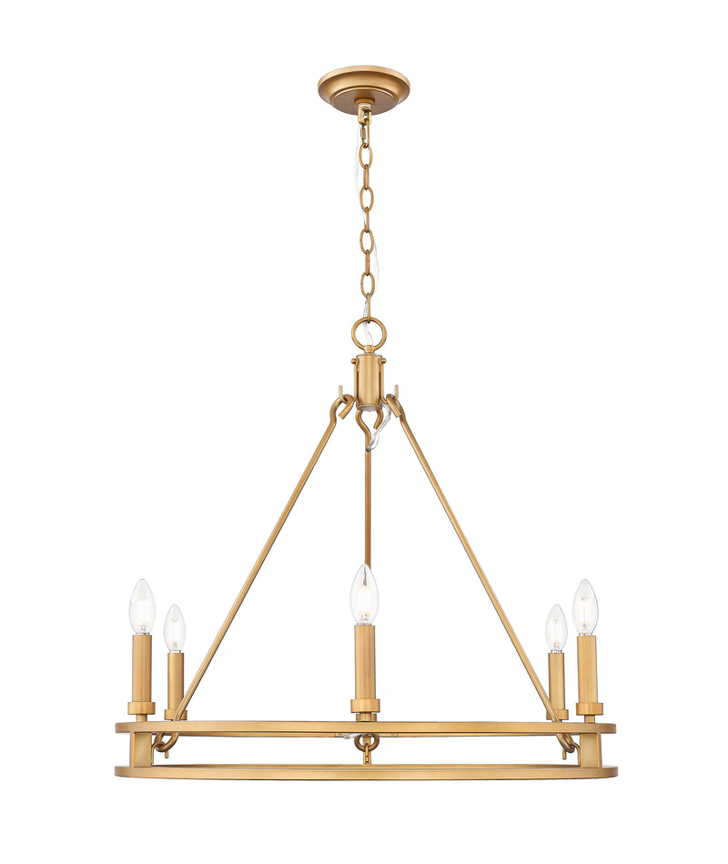 Dennison 6 Light Chandelier in Signature Brass