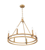 Dennison 6 Light Chandelier in Signature Brass