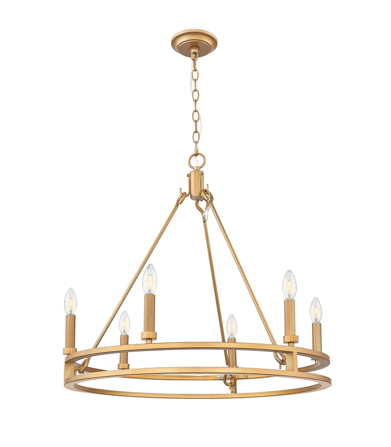 Dennison 6 Light Chandelier in Signature Brass