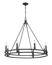 Dennison 8 Light 36" Chandelier in Matte Black