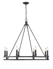 Dennison 8 Light 36" Chandelier in Matte Black