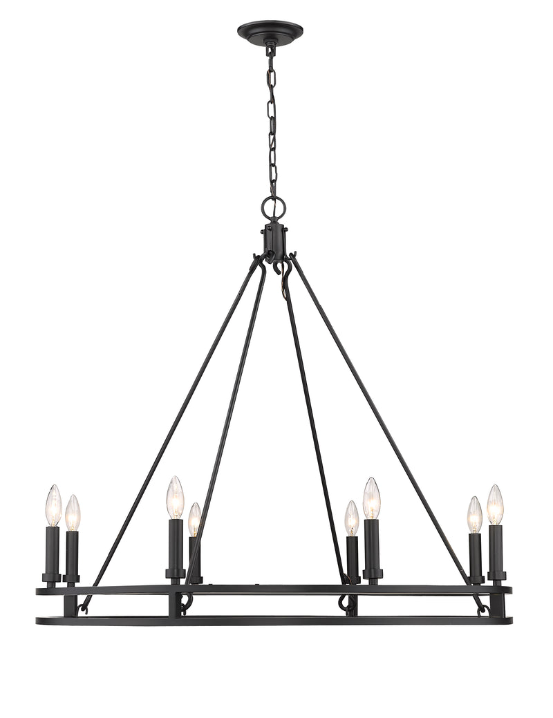 Dennison 8 Light 36" Chandelier in Matte Black