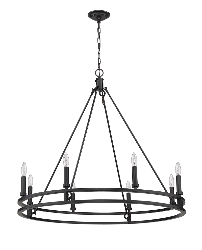 Dennison 8 Light 36" Chandelier in Matte Black
