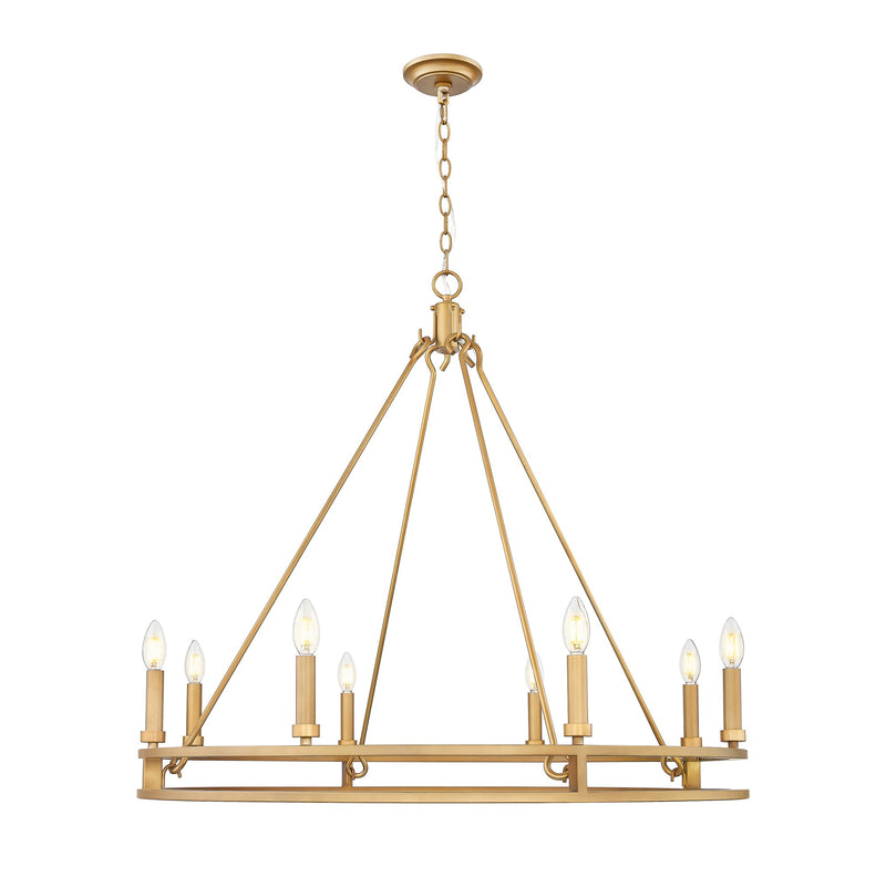Dennison 8 Light 36" Chandelier in Signature Brass