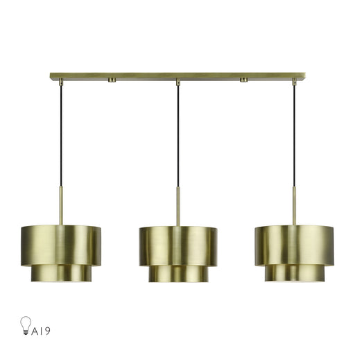Zolana 3-Light Extra Large Linear Chandelier in Antique Brass