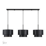 Zolana 3-Light Extra Large Linear Chandelier in Black