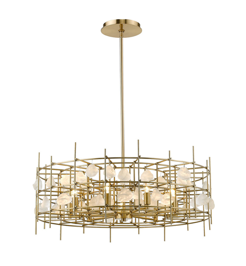Garroway 9 Light 32" Chandelier in Aged Brass