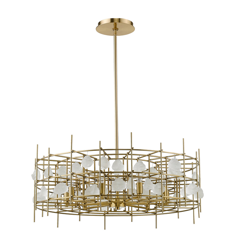 Garroway 9 Light 32" Chandelier in Aged Brass