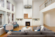 Garroway 9 Light 32" Chandelier in Matte Black in a room setting