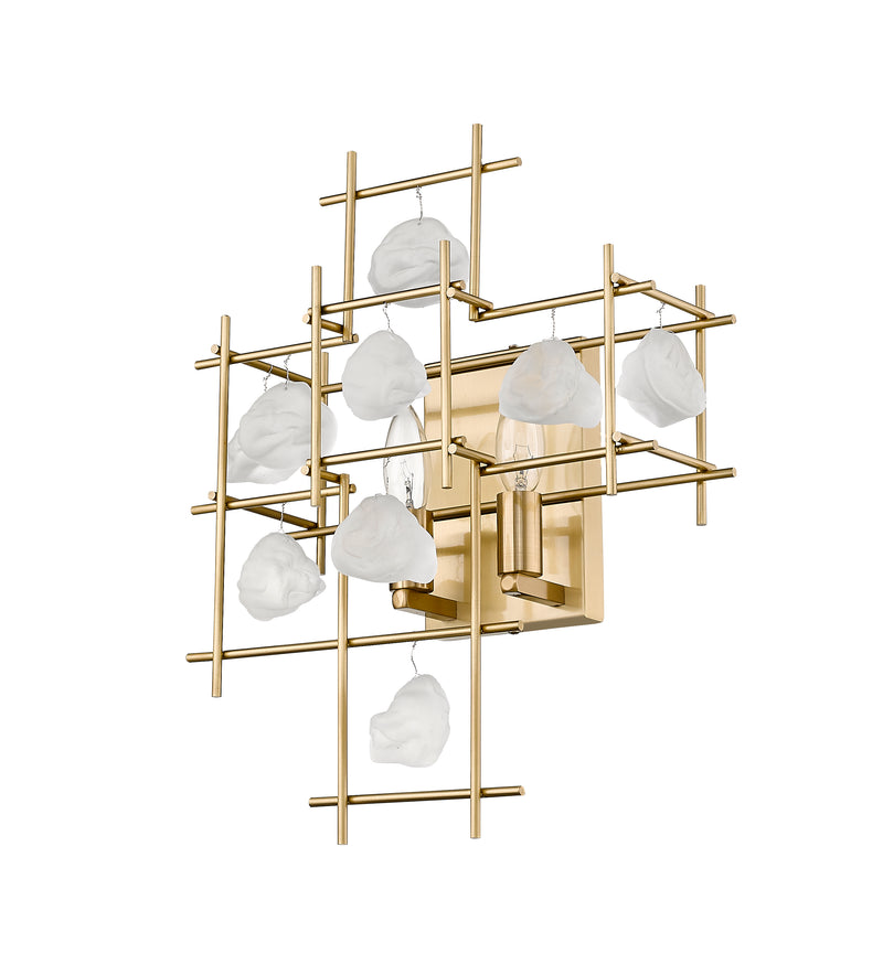 Garroway 2 Light 13.5" Wall Sconce in Aged Brass