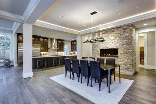 Datus 10 Light 42.5" Linear Pendant in Matte Black in a room setting