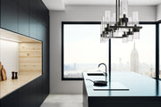 Datus 10 Light 42.5" Linear Pendant in Matte Black in a room setting
