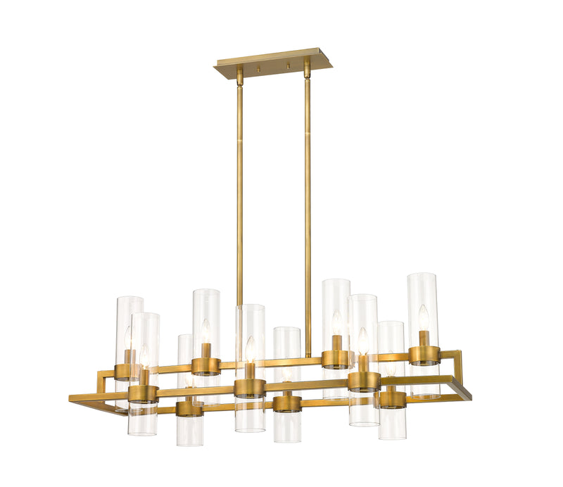 Datus 10 Light 42.5" Linear Pendant in Rubbed Brass