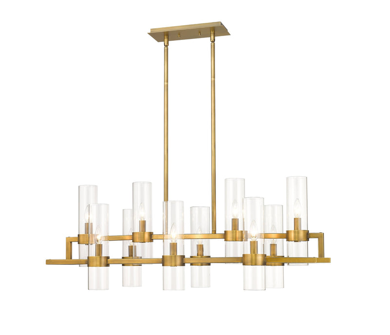 Datus 10 Light 42.5" Linear Pendant in Rubbed Brass