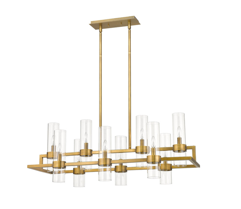 Datus 10 Light 42.5" Linear Pendant in Rubbed Brass