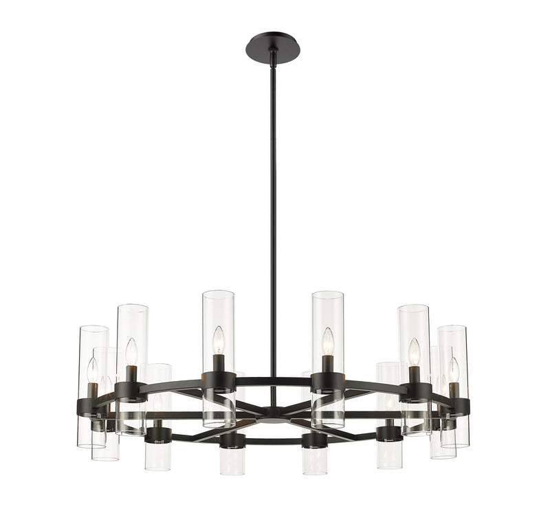 Datus 12 Light 43.5" Chandelier in Matte Black