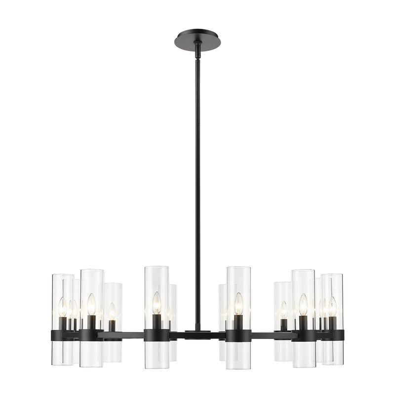 Datus 12 Light 43.5" Chandelier in Matte Black