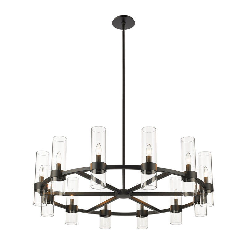 Datus 12 Light 43.5" Chandelier in Matte Black