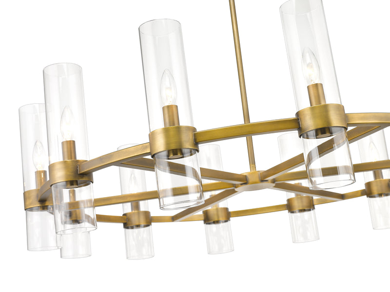 Datus 12 Light 43.5" Chandelier in Rubbed Brass