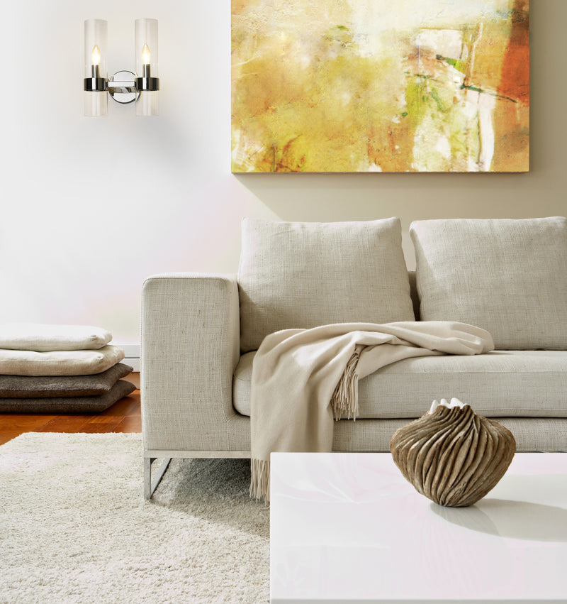 Datus 2 Light 10.25" Wall Sconce in Polished Nickel in a room setting