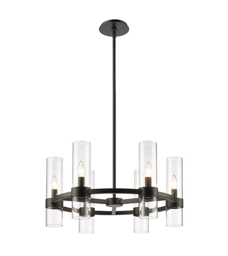 Datus 6 Light 26" Chandelier in Matte Black