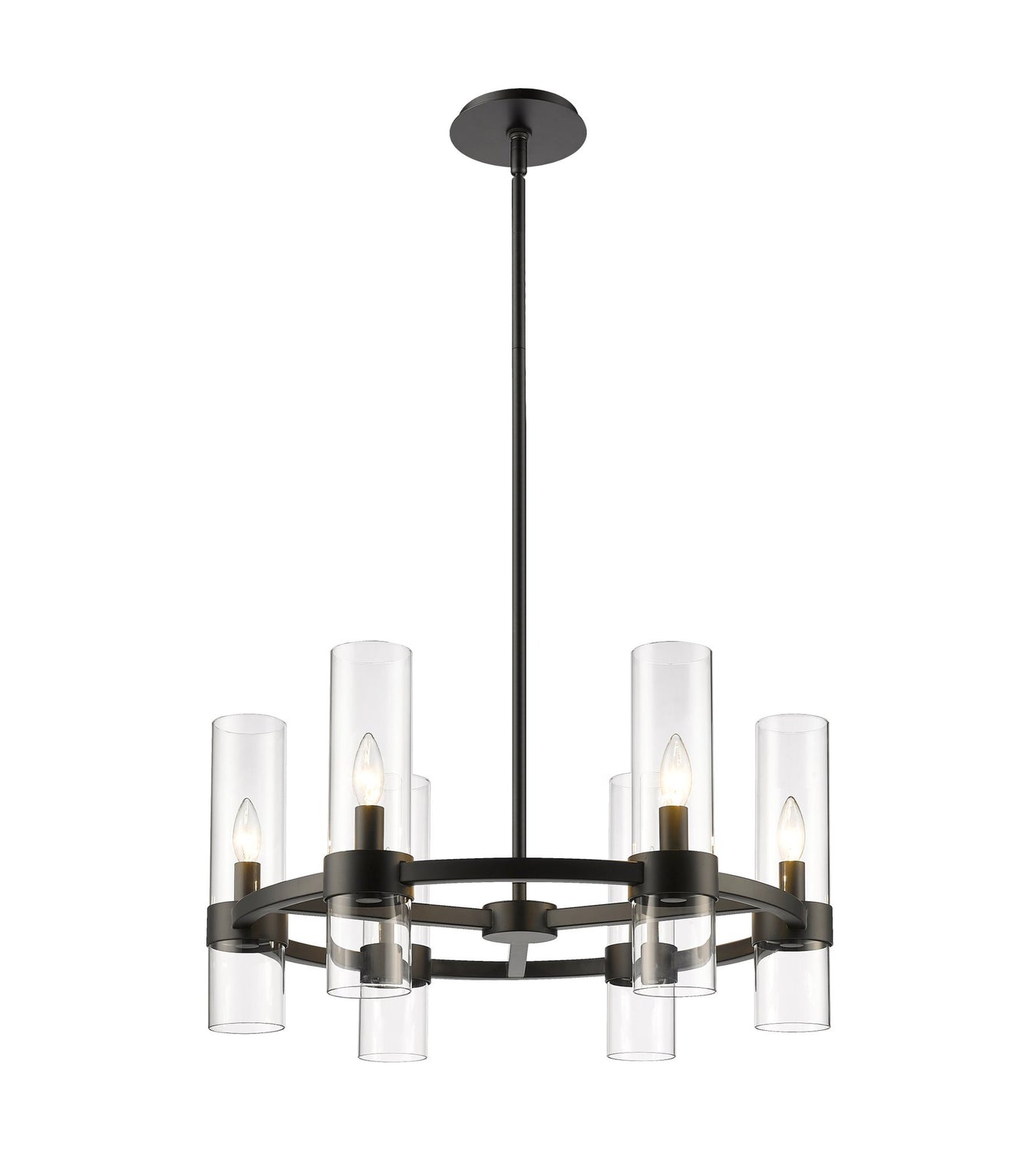 Datus 6 Light 26" Chandelier in Matte Black