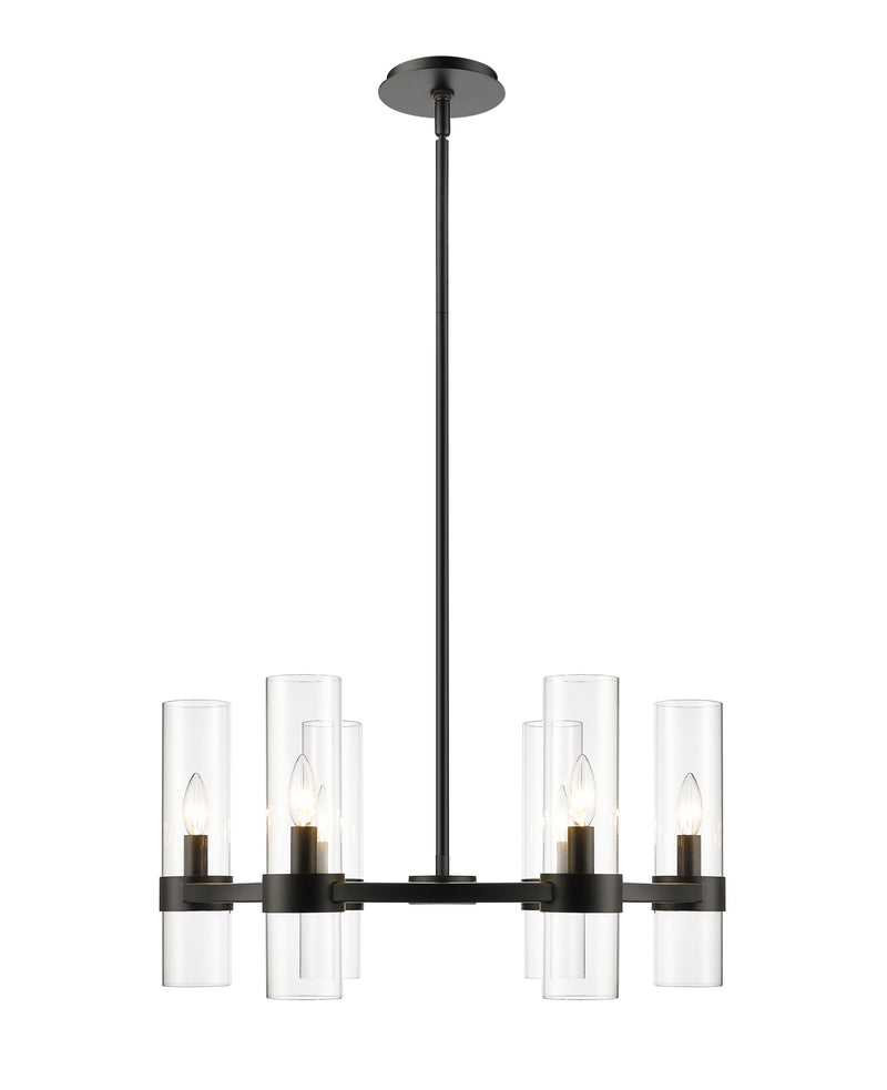 Datus 6 Light 26" Chandelier in Matte Black