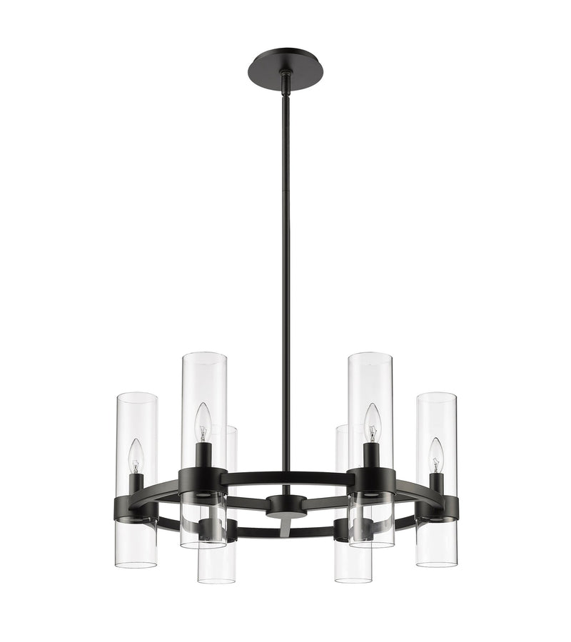 Datus 6 Light 26" Chandelier in Matte Black