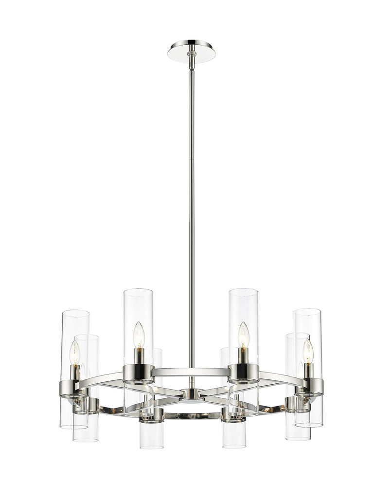 Datus 8 Light 32" Chandelier in Polished Nickel