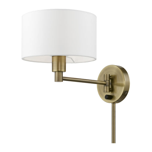 Swing Arm Wall Lamp with 9" Shade in Antique Brass
